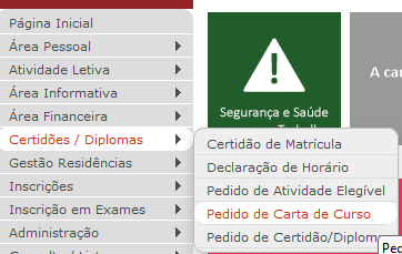 Pedido de carta de Curso