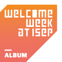 graphic image with the words welcome week at ISEP and album