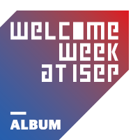 graphic image with the words welcome week at ISEP and album